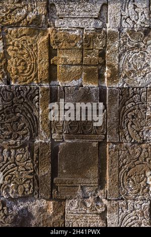 Bas-relief du Temple de Borobudur Buddist - île de Java Indonésie Banque D'Images