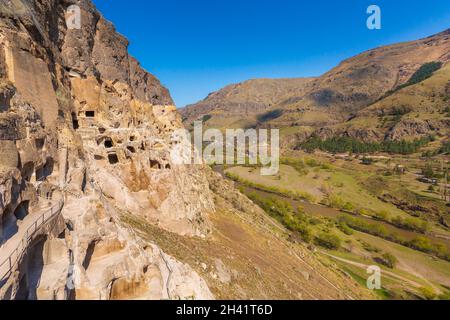 Monastère de la grotte de Vardzia et ville dans la roche, Géorgie Banque D'Images