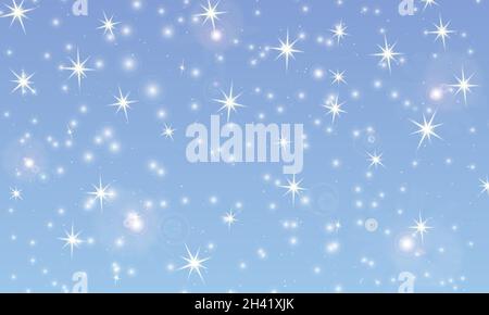 Fond de neige.Chute de neige en hiver.Flocons de neige blancs sur ciel bleu.Arrière-plan de Noël. Illustration de Vecteur