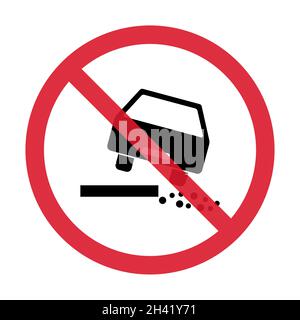 Icône de danger routier, panneau de signalisation routière, illustration du vecteur de signalisation routière, véhicule d'avertissement . Illustration de Vecteur