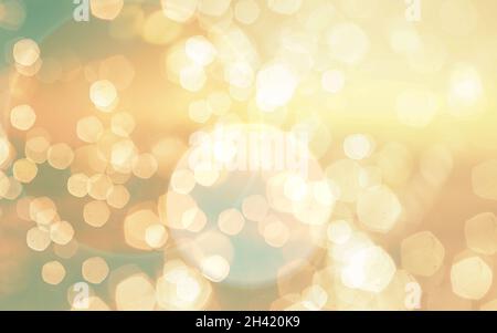 Golden Christmas bokeh cercles abstrait arrière-plan Banque D'Images