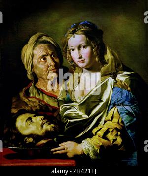 Salome avec la tête de Jean-Baptiste par Matthias stom 1600-1652 Néerlandais Saint-Jean-Baptiste était un prophète juif ascétique connu dans le christianisme comme le précurseur de Jésus.Jésus était parmi les récipiendaires de son rite de baptême. Banque D'Images