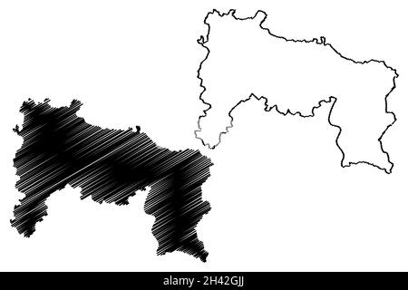 District de Ranchi (État de Jharkhand, République de l'Inde, division sud de Chotanagpur) carte illustration vectorielle, scribble croquis carte de Ranchi Illustration de Vecteur