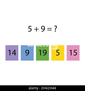 Entraîneur de pliage.Choisissez la bonne réponse.Tableaux d'ajout.Entrez les numéros manquants.Jeu logique.Affiche sur l'éducation des enfants en mathématiques.École Illustration de Vecteur