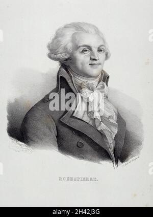 Maximilien-Marie-Isidore de Robespierre.Lithographie de H. Grévedon, 1824. Banque D'Images