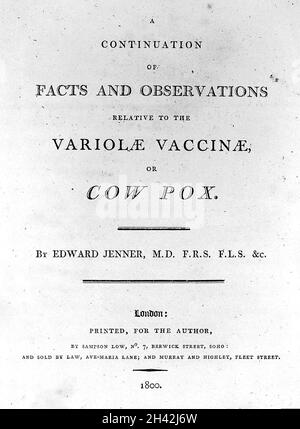 Continuation des faits.. Les variolae vaccinae ou la varicelle. Banque D'Images
