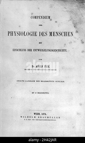 Page de titre 'Compendium der physiologie des Menschen', Fick 1874 Banque D'Images