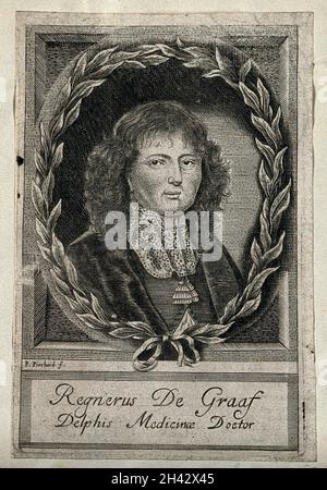 Reinier de Graaf.Gravure de lignes par P. Pinchard. Banque D'Images