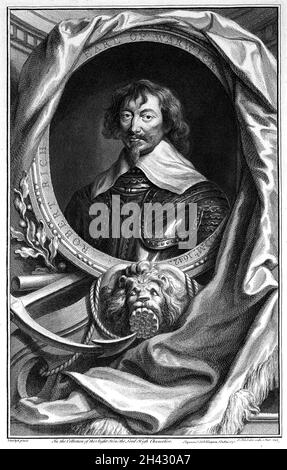 Robert Rich, 2e comte de Warwick (1587-1658).Gravure de Jacobus Houbraken, 1747 ans, d'après Sir Antony van Dyck. Banque D'Images