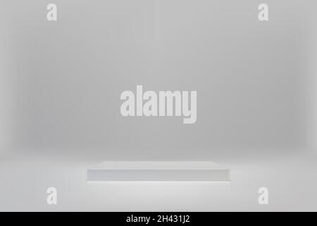 Podium cube blanc 3D sur fond clair.Étape vide pour la présentation du produit.Plate-forme vectorielle réaliste avec espace libre.Design minimaliste. Illustration de Vecteur