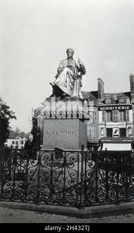 René Théophile Hyacinthe Laennec.Photographie après une statue. Banque D'Images