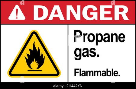 Danger gaz propane.Panneau inflammable.Symboles et signes relatifs aux matières dangereuses. Illustration de Vecteur