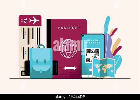 icônes de la série digital health passport Illustration de Vecteur