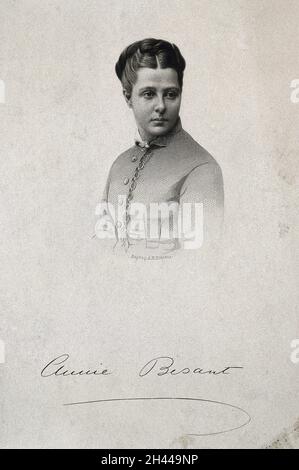Annie Besant.Gravure à l'aide de crépi par A. H. Ritchie. Banque D'Images