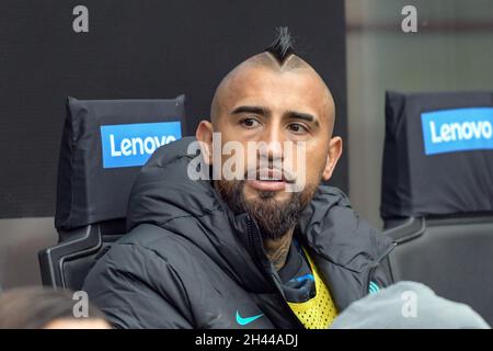 Milan, Italie.31 octobre 2021.Arturo Vidal d'Inter vu pendant la série Un match entre Inter et Udinese à Giuseppe Meazza à Milan.(Crédit photo : Gonzales photo/Alamy Live News Banque D'Images