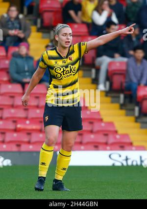 Watford, Royaume-Uni.31 octobre 2021.DAGENHAM, ANGLETERRE - OCTOBRE 31: Ylenia Priest de Watford Ladies pendant le match de championnat féminin Barclays FA entre Watford et Crystal Palace au stade Vicarage Road à Watford le 31 octobre 2021 crédit: Action Foto Sport/Alay Live News Banque D'Images