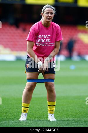 Watford, Royaume-Uni.31 octobre 2021.DAGENHAM, ANGLETERRE - OCTOBRE 31: Emma Beckett de Watford Ladies pendant le match de championnat féminin de Barclays FA entre Watford et Crystal Palace au stade Vicarage Road à Watford le 31 octobre 2021 crédit: Action Foto Sport/Alay Live News Banque D'Images