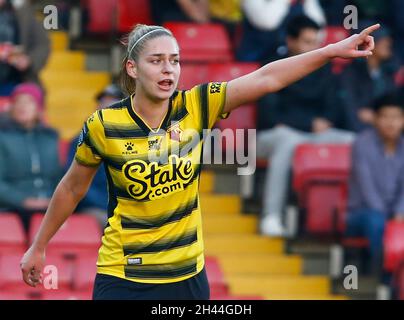 Watford, Royaume-Uni.31 octobre 2021.DAGENHAM, ANGLETERRE - OCTOBRE 31: Ylenia Priest de Watford Ladies pendant le match de championnat féminin Barclays FA entre Watford et Crystal Palace au stade Vicarage Road à Watford le 31 octobre 2021 crédit: Action Foto Sport/Alay Live News Banque D'Images