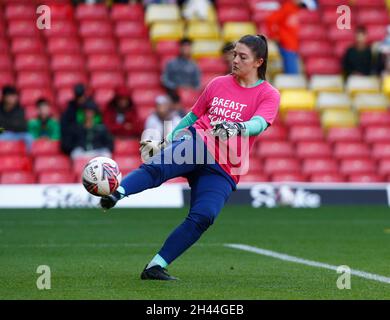 Watford, Royaume-Uni.31 octobre 2021.DAGENHAM, ANGLETERRE - OCTOBRE 31: Georgia Ferguson of Watford Ladies pendant l'échauffement avant le match pendant le match de championnat féminin Barclays FA entre Watford et Crystal Palace au stade Vicarage Road à Watford le 31 octobre 2021 crédit: Action Foto Sport/Alay Live News Banque D'Images