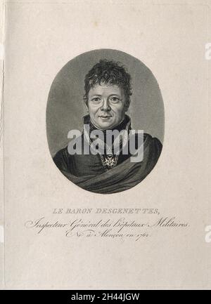 Nicolas-René-Dufriche, Baron Desgenettes.Gravure à crépi. Banque D'Images