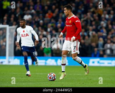 Londres, Angleterre - 30 OCTOBRE : Cristiano Ronaldo de Manchester United pendant la première ligue entre Tottenham Hotspur et Manchester United à Tottenha Banque D'Images