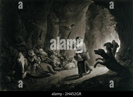 Dulle Griet (Mad Meg) entrant en enfer.Mezzotint par Richard Earlom après David Teniers, 1786. Banque D'Images