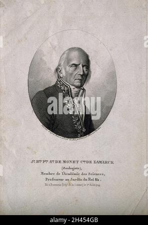 Jean Baptiste Pierre Antoine de Monet Lamarck.Gravure à l'aide de A. Tardieu, 1824 ans, après lui. Banque D'Images