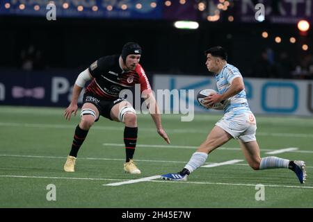 Nanterre, hauts de Seine, France.1er novembre 2021.NOLANN LE GARREC Racing 92 Scrum Half en action pendant le championnat de rugby français Top 14 entre le Racing 92 et le Stade Toulousain à Paris la Défense Arena - Nanterre France.Racing 92 a gagné 27:18.(Image de crédit : © Pierre Stevenin/ZUMA Press Wire) Banque D'Images