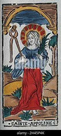 Saint Apollonia. Lithographie en couleur. Banque D'Images