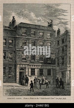 Thomas Linacre: Sa maison à Londres.Gravure de bois par W. H. P. Banque D'Images