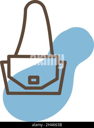 Sac à bandoulière bleu, illustration, vecteur, sur fond blanc. Illustration de Vecteur