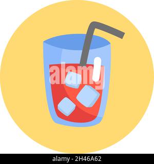 Jus de rose glacé en verre, illustration, vecteur, sur fond blanc. Illustration de Vecteur