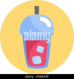 Jus rose dans une tasse en plastique, illustration, vecteur, sur fond blanc. Illustration de Vecteur