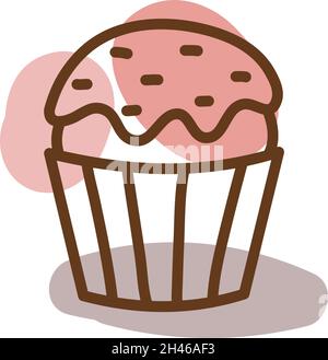 Simple cupcake fraise, illustration, vecteur, sur fond blanc. Illustration de Vecteur