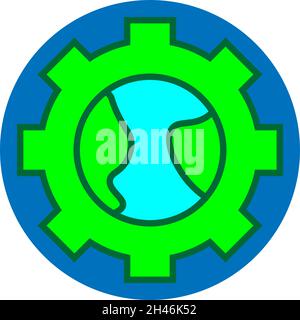Engrenage écologique, illustration, vecteur, sur fond blanc. Illustration de Vecteur
