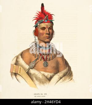 Chono ca PE était un chef amérindien de la tribu des Otoe. D'après le livre ' Histoire des tribus indiennes d'Amérique du Nord avec des croquis biographiques et des anecdotes des principaux chefs.' Volume 1 de 3 par Thomas Loraine, McKenney et James Hall Esq.Publié en 1838 Banque D'Images