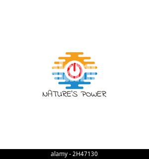 bouton de puissance naturelle soleil mer océan symbole logo vecteur Illustration de Vecteur