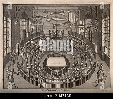 Anatomy Theatre, Leiden, pays-Bas.Gravure de ligne. Banque D'Images