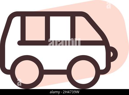 Mini bus rose, illustration, vecteur, sur fond blanc. Illustration de Vecteur