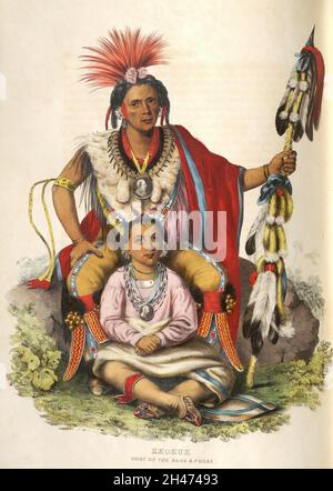 Keokuk (vers 1780–juin 1848) était un chef de la tribu Sauk dans le centre de l'Amérique du Nord et, pendant des décennies, il a été l'un des dirigeants autochtones les plus reconnus d'Amérique et a noté son accommodement avec le gouvernement des États-Unis.Keokuk a déplacé sa tribu plusieurs fois et a toujours agi comme un ami ardent des Américains dans le livre ' Histoire des tribus indiennes de l'Amérique du Nord avec des croquis biographiques et des anecdotes des principaux chefs.' Volume 2 de 3 par Thomas Loraine, McKenney et James Hall Esq.Publié en 1842 peint par Charles Bird King Banque D'Images