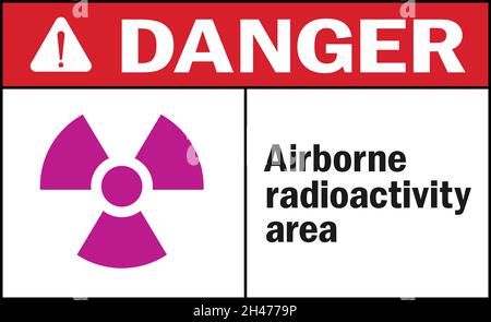 Signe de danger de zone radioactive aérienne.Signes et symboles de sécurité de l'entrepôt. Illustration de Vecteur