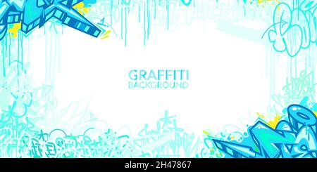 Bleu clair abstrait Hip Hop Street Art Graffiti style urbain Calligraphie vecteur Illustration toile de fond Art Banner Illustration de Vecteur