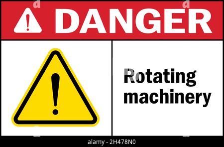 Signe de danger de la machine en rotation.Symboles et panneaux d'avertissement de l'entrepôt. Illustration de Vecteur