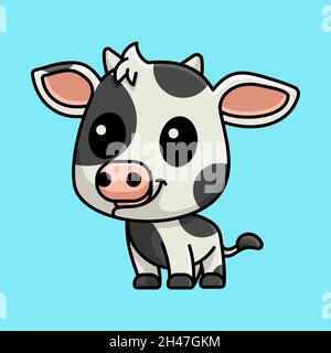 CUTE COW POUR ICÔNE, LOGO, AUTOCOLLANT ET ILLUSTRATION Illustration de Vecteur