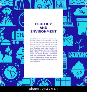 Affiche écologique et environnementale avec emplacement pour le texte.Concept de réchauffement climatique.Illustration vectorielle. Illustration de Vecteur