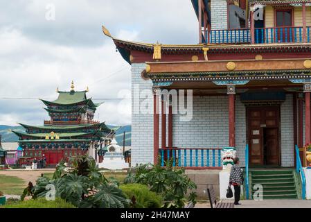 Etigel Khambin Temple et Tsogchen-dugan dans le Ivolginsky Datsan, Buryatia, Russie Banque D'Images