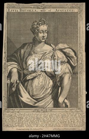 Livia Drusilla, épouse d'Auguste César.Gravure de ligne, 16--, après A. Sadeler. Banque D'Images