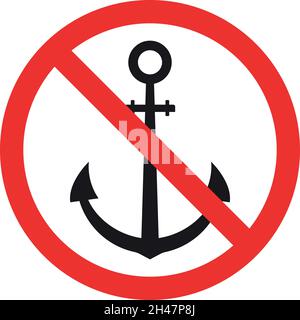 Pas de panneau de mise en garde d'ancrage.Signes et symboles interdits. Illustration de Vecteur