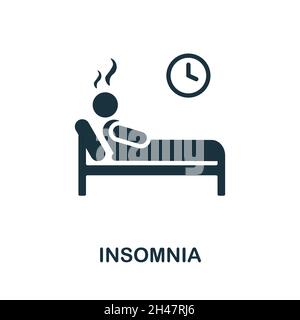 Icône Insomnia.Panneau monochrome de la collection de psychothérapie.Illustration d'icône d'insomnie créative pour la conception de sites Web, l'infographique et plus encore Illustration de Vecteur