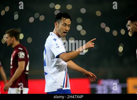 TURIN, ITALIE - OCTOBRE 31: Maya Yoshida de l'UC Sampdoria réagit ,pendant la série Un match entre le FC de Turin et l'UC Sampdoria au Stadio Olimpico di Torino le 30 octobre 2021 à Turin, Italie.(Photo par MB Media) Banque D'Images